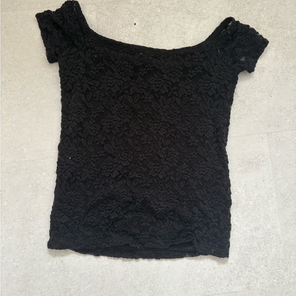 Elegant Black Lace Off-Shoulder Top